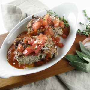 Savory Turkey Meatloaf with Tomato Basil Sauce