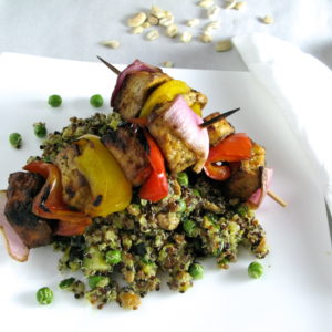 Grilled Vegetable & Tofu Brochette with Curried Quinoa