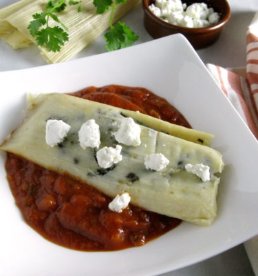 Goat Cheese and Spinach Tamales with Chipotle Chili Sauce