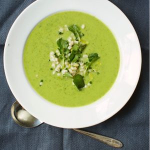 Zucchini & Spinach Soup with Barley and Coriander