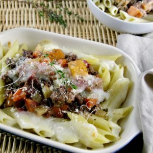 Penne with Beef Bolognese and Butternut Squash