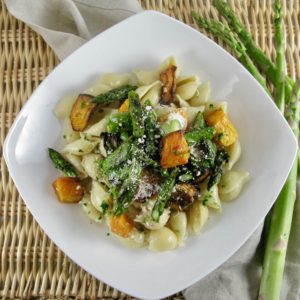 Pasta Shells with Butternut Squash, Asparagus and Edamame