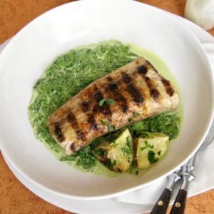 Grilled Mahi-Mahi with Curried Spinach