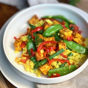 Spanish Saffron Rice with Vegetables and Tofu