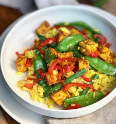 Spanish Saffron Rice with Vegetables and Tofu