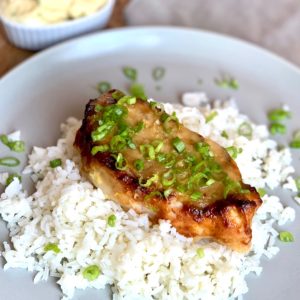 Miso Butter Grilled Pork Chops with Jasmine Rice