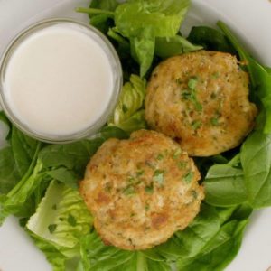 Shrimp & Scallop Cakes with Aioli and Greens