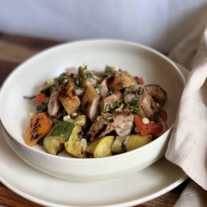 Ratatouille with Grilled Chicken Apple Sausage