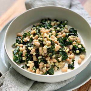 Vegetarian Succotash with Braised Kale, Corn and White Bean