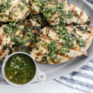 Grilled Chicken Breasts with Bacon Chimichurri