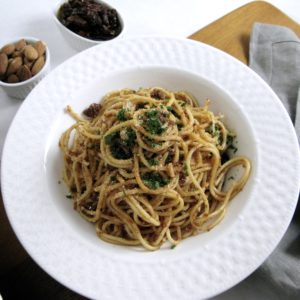 Spaghetti with Sun-Dried Tomato Almond Pesto