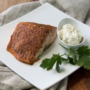 Spiced Rubbed Salmon with Lemon Tarragon Crème Fraiche
