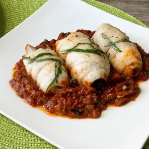 Petrale Sole Roulade with Rustic Tomato Sauce