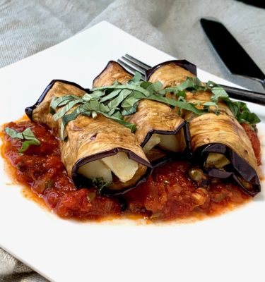 Eggplant Roulade with Rustic Tomato Sauce