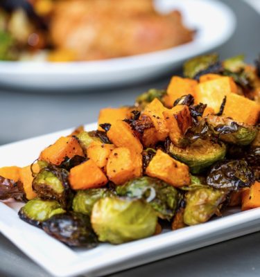 Brussel Sprouts & Butternut Squash with Balsamic Reduction