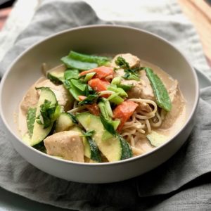 Peanut Sauce Chicken with Buckwheat Noodles and Vegetables