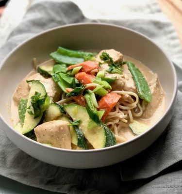 Peanut Sauce Chicken with Buckwheat Noodles and Vegetables