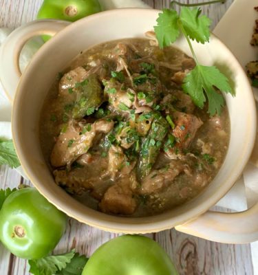 Braised Chili Pork with Roasted Tomatillos