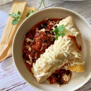 Chicken Tamales with Chipotle Black Bean Sauce