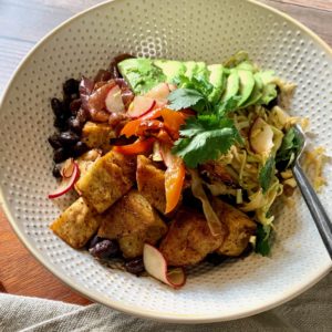 Oaxacan Bowl with Spiced Sweet Potatoes