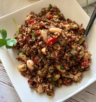 Quinoa Salad with Cannelini Beans Roasted Fennel and Pickled Peppers
