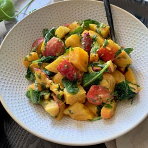 Golden Beet Salad with Summer Stone Fruit and Baby Kale