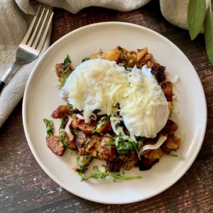 Brunch! Poached Eggs with Chicken Apple Sausage Hash