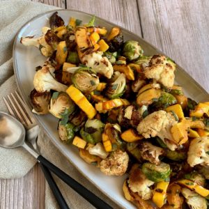 Delicata Squash with Brussel Sprouts and Cauliflower