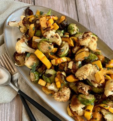 Delicata Squash with Brussel Sprouts and Cauliflower