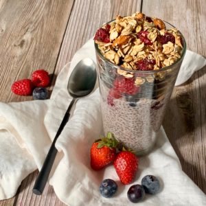 Brunch! Chia Strawberry Pudding with Berries & Granola