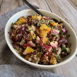 Quinoa Salad with Golden Beets, Watermelon Radish and Kale