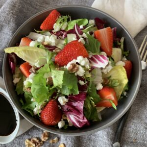 Valentines Day Chicory Salad with Strawberries and Goat Cheese