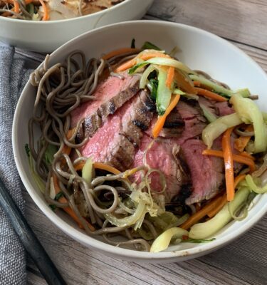 Miso Marinated Flank Steak with Buckwheat Noodles