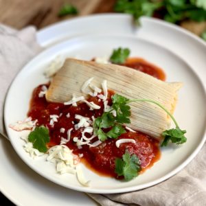 Smoked Cheddar Black Bean Tamales with Chipotle Black Bean Sauce