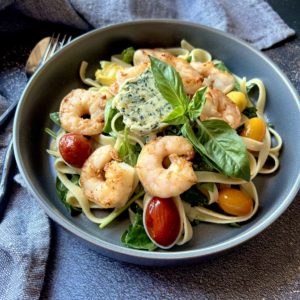 Roasted Prawn Scampi over Fettuccine with Savory Herb Butter